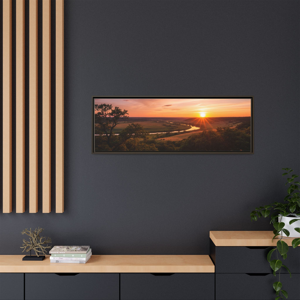 Sunset River Matte Canvas Framed Wall Art