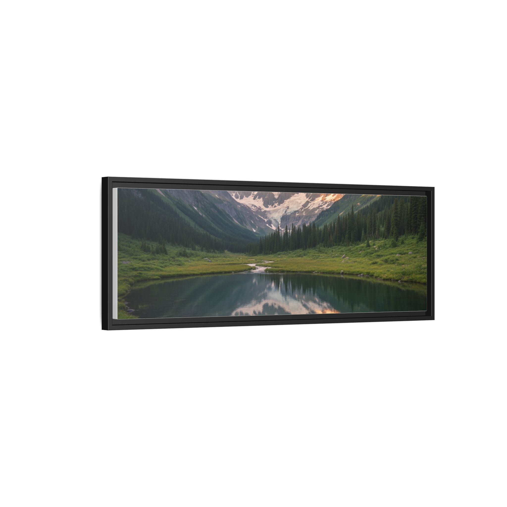 Matte Framed Canvas - Mountain Lake Landscape Wall Art