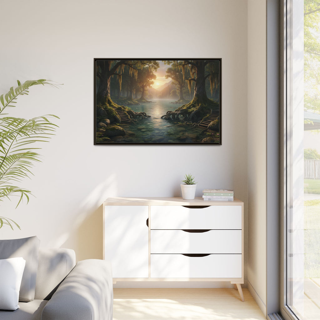 Framed Matte Canvas Art - Step In To The Water