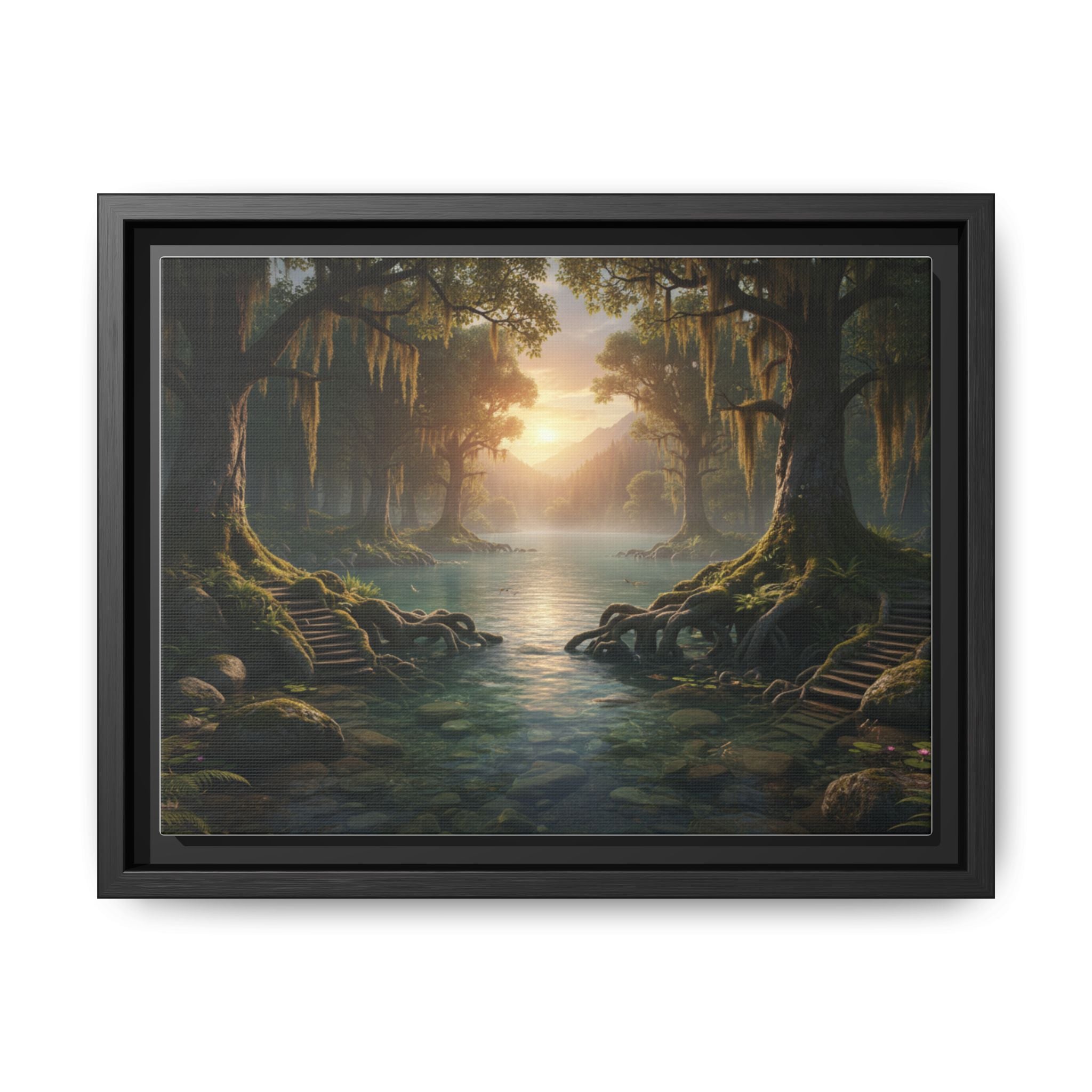 Framed Matte Canvas Art - Step In To The Water