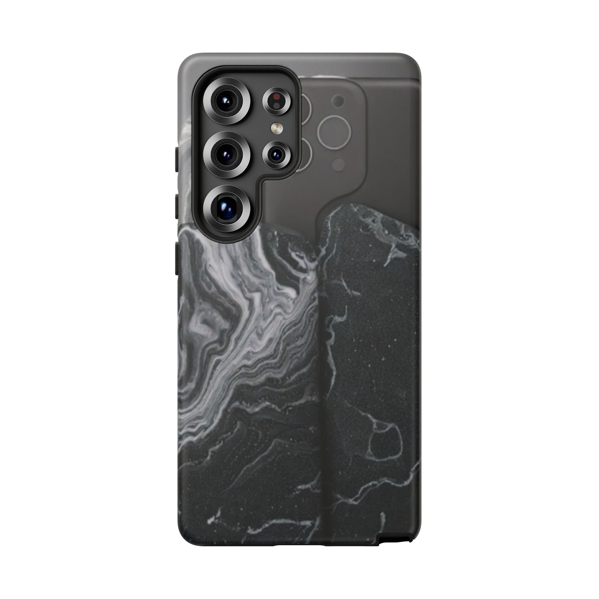 Black Marble Tough Phone Case — Protective iPhone Cover with Marble Texture