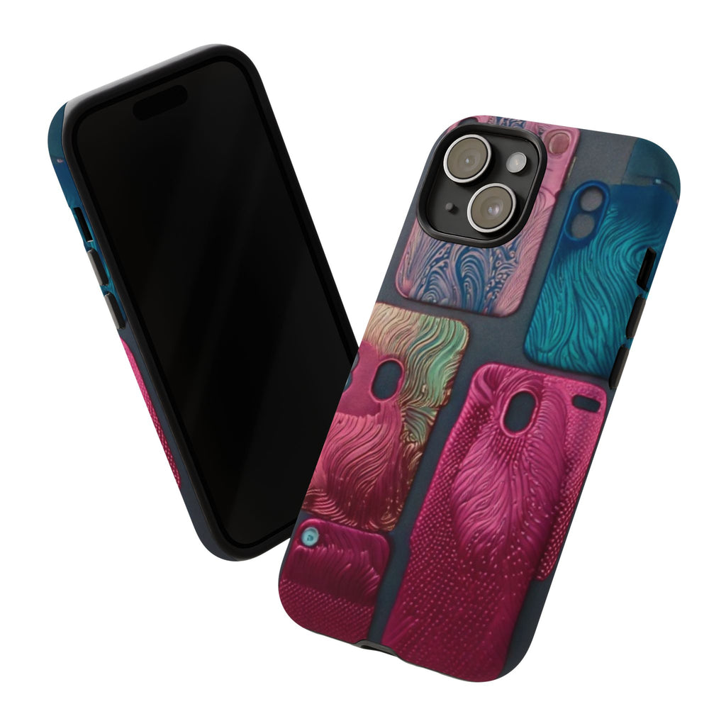 Tough Case - Colorful Textured Phone Case (Protective, Artistic Swirl Design)