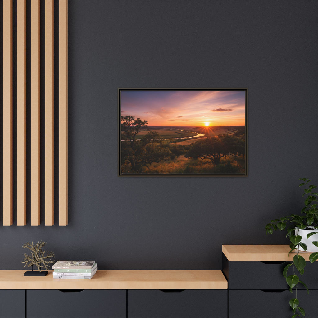 Sunset River Matte Canvas Framed Wall Art