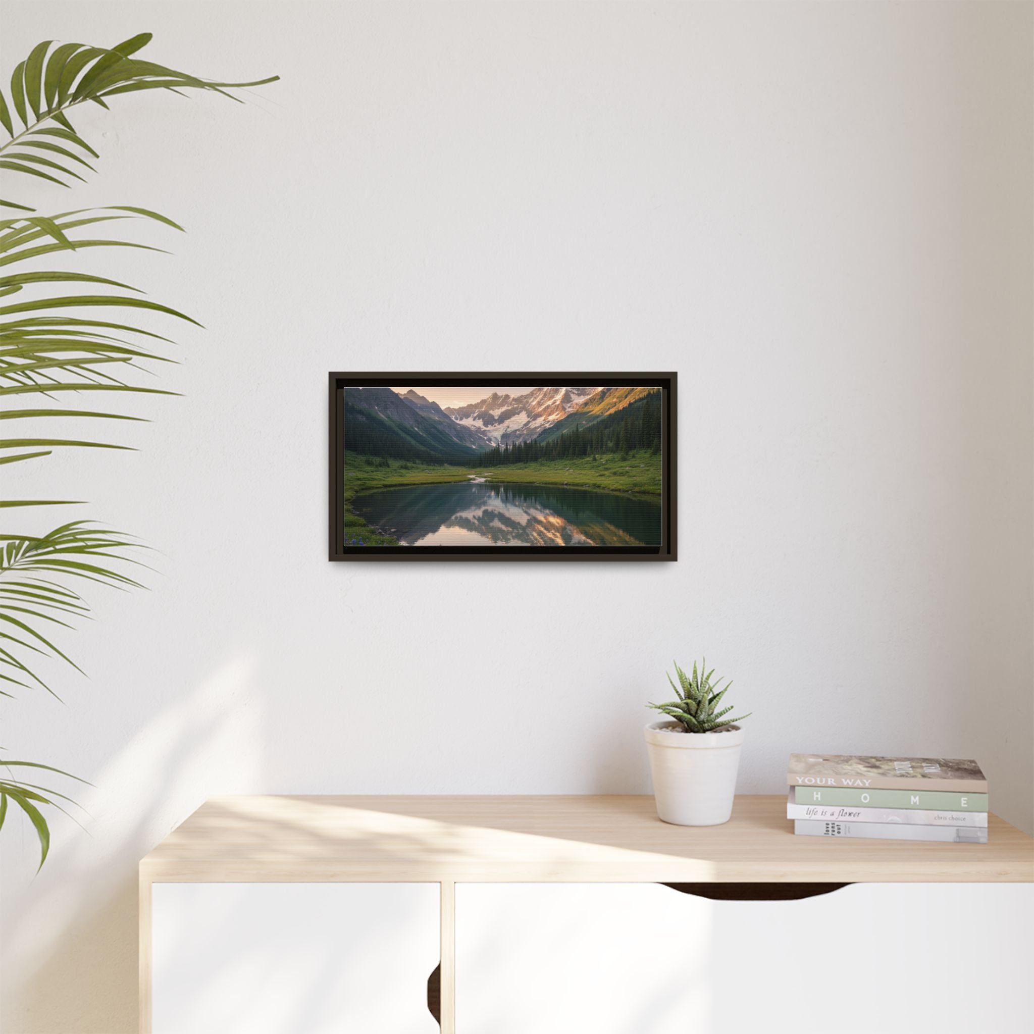 Matte Framed Canvas - Mountain Lake Landscape Wall Art