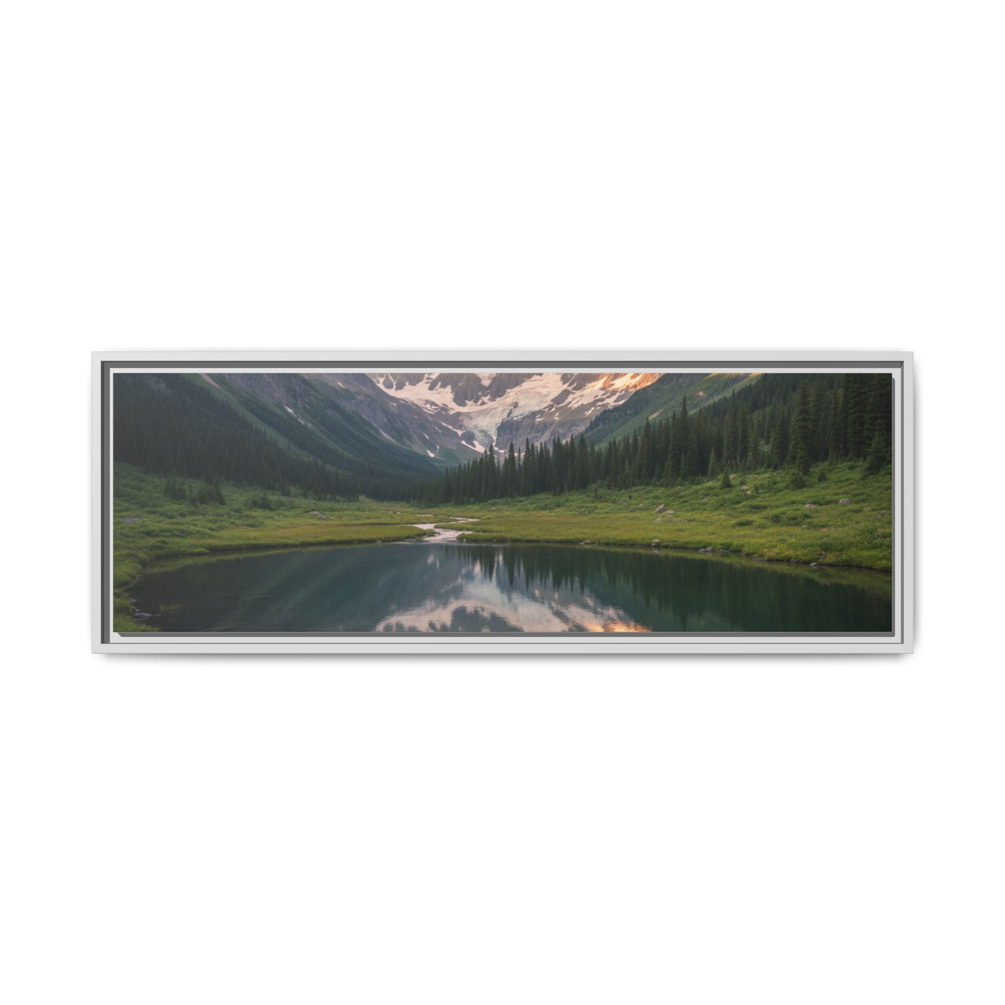 Matte Framed Canvas - Mountain Lake Landscape Wall Art