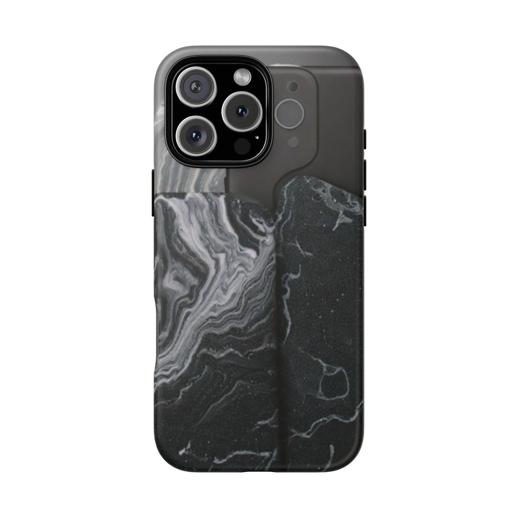 Black Marble Tough Phone Case — Protective iPhone Cover with Marble Texture