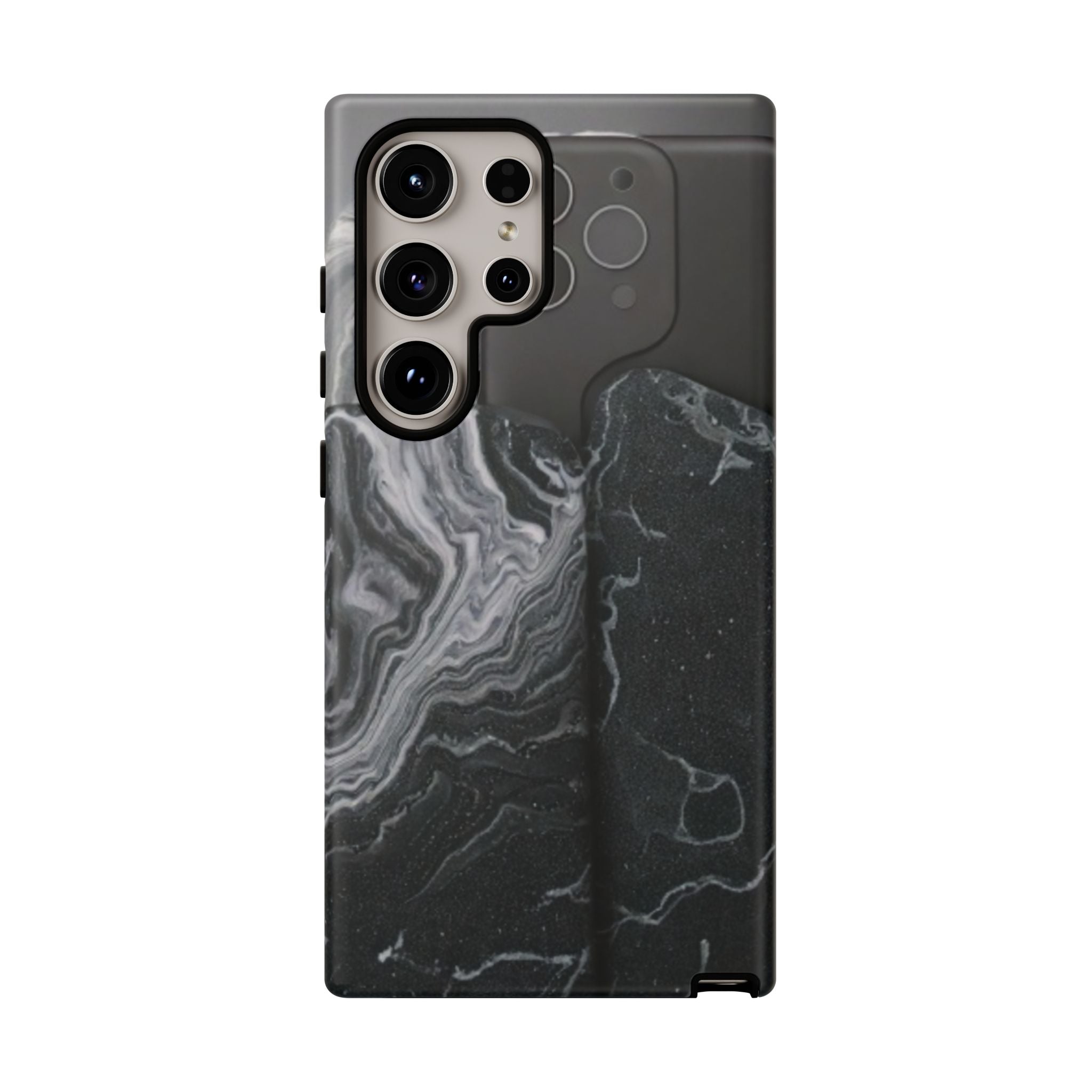 Black Marble Tough Phone Case — Protective iPhone Cover with Marble Texture