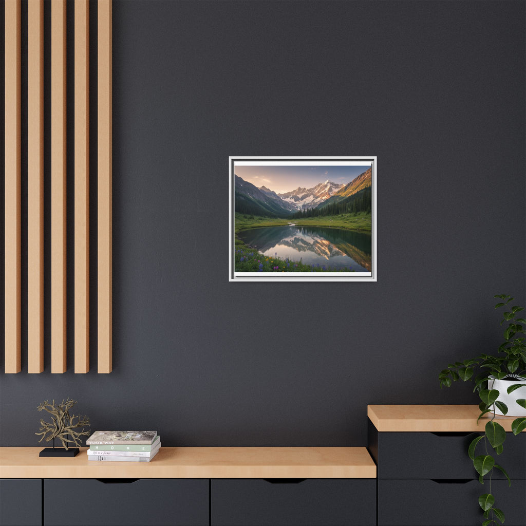 Matte Framed Canvas - Mountain Lake Landscape Wall Art