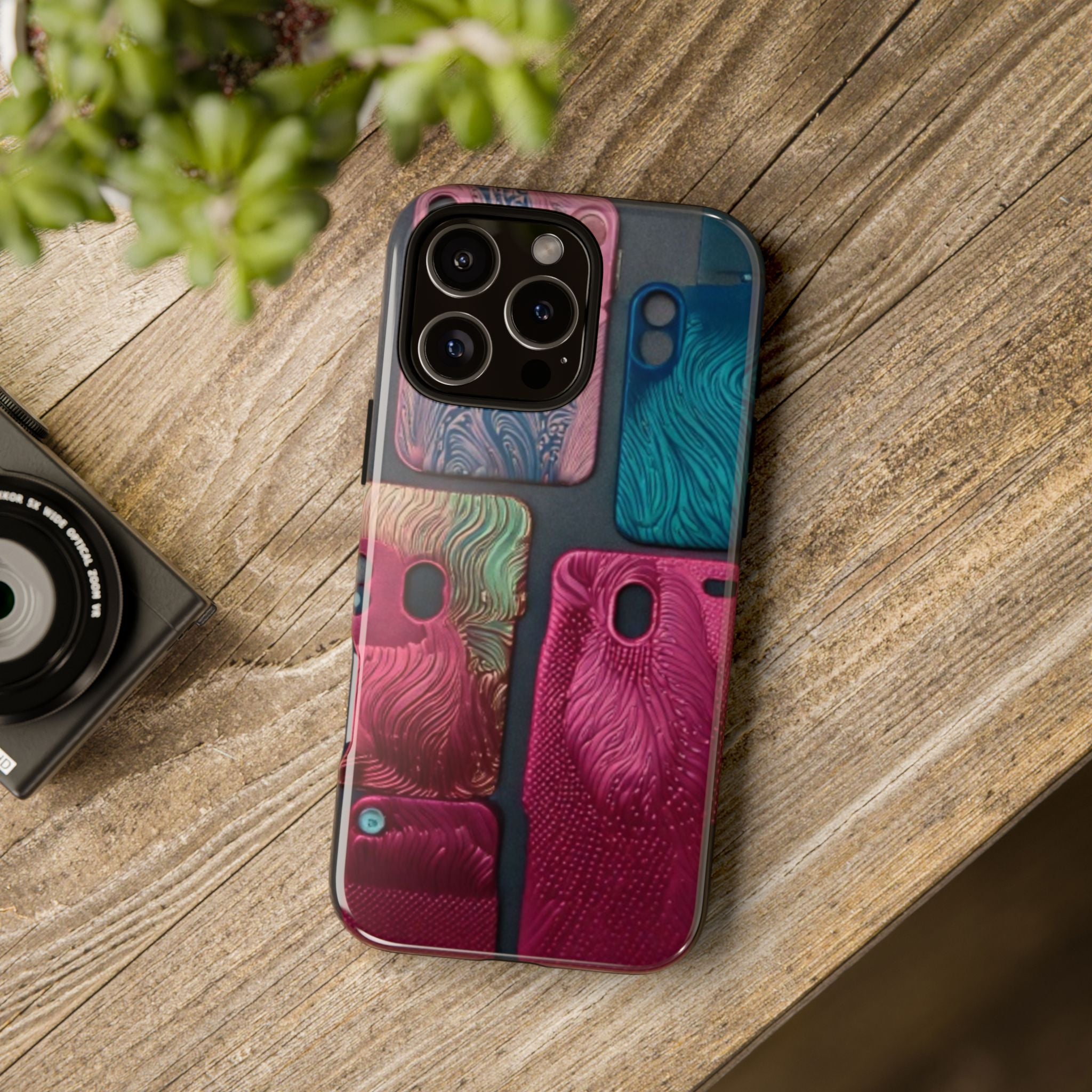 Tough Case - Colorful Textured Phone Case (Protective, Artistic Swirl Design)