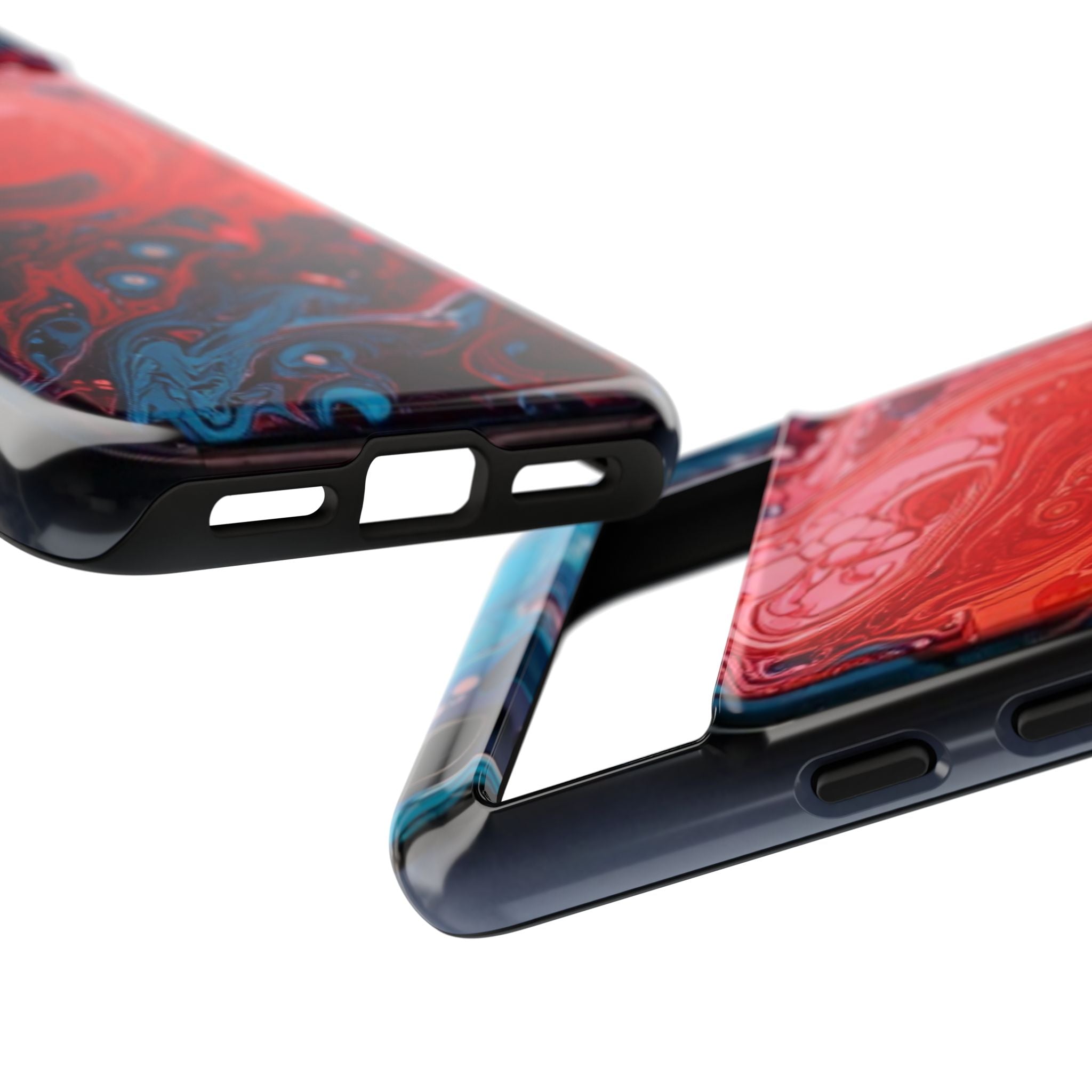 Abstract Red & Blue Swirl Tough Phone Case — Protective iPhone Cover with Fluid Art Design