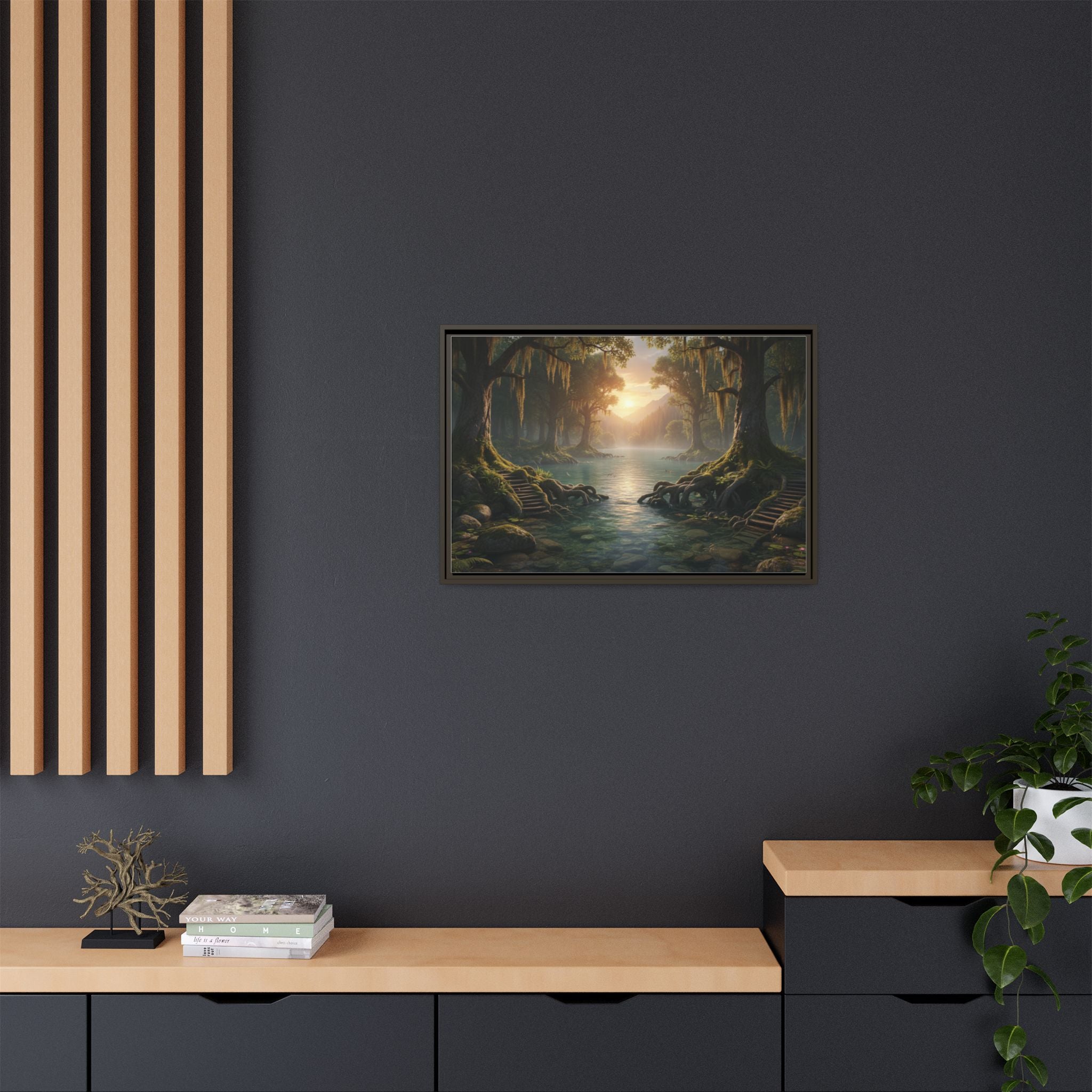 Framed Matte Canvas Art - Step In To The Water