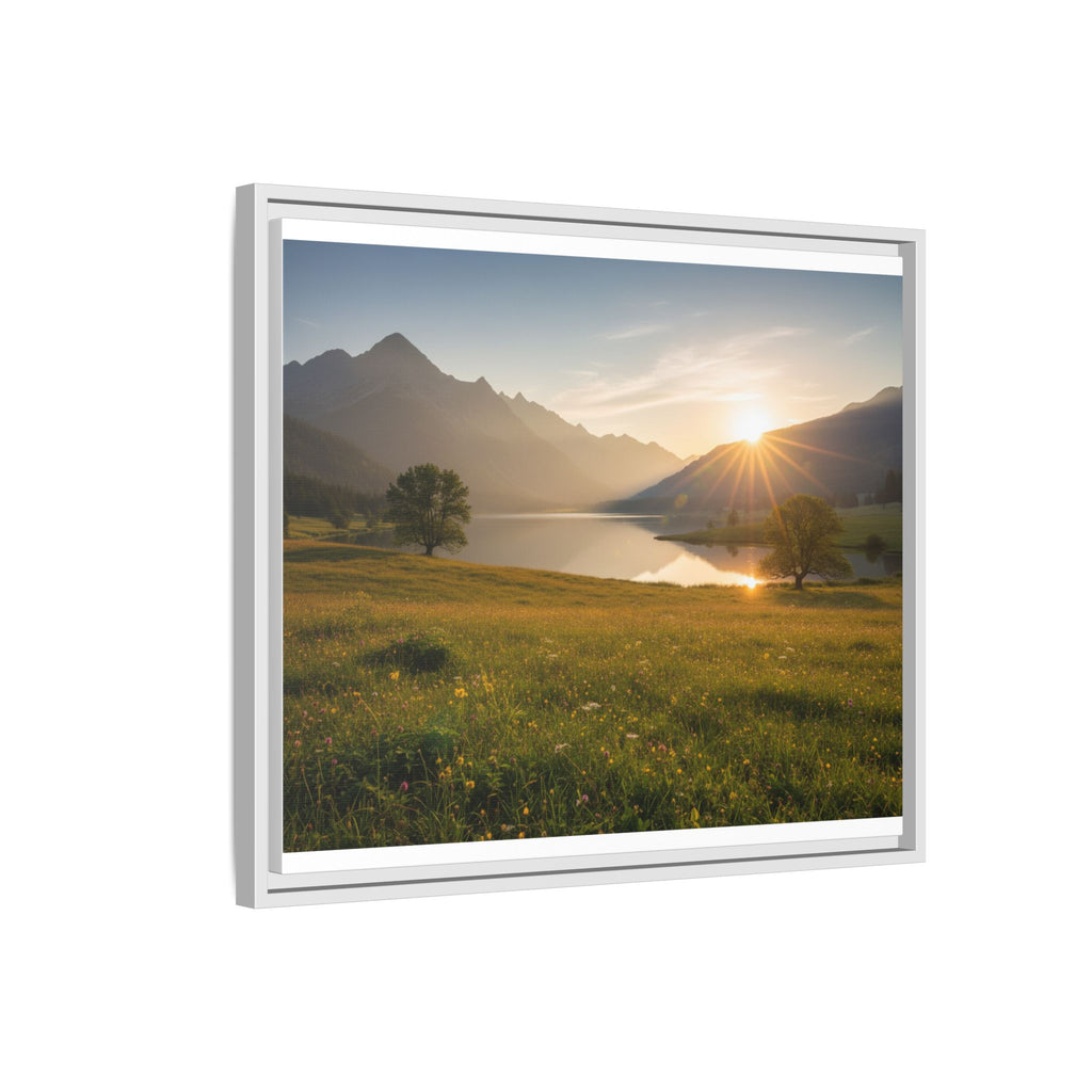 Sunrise Mountain Lake Matte Canvas — Framed Landscape Wall Art
