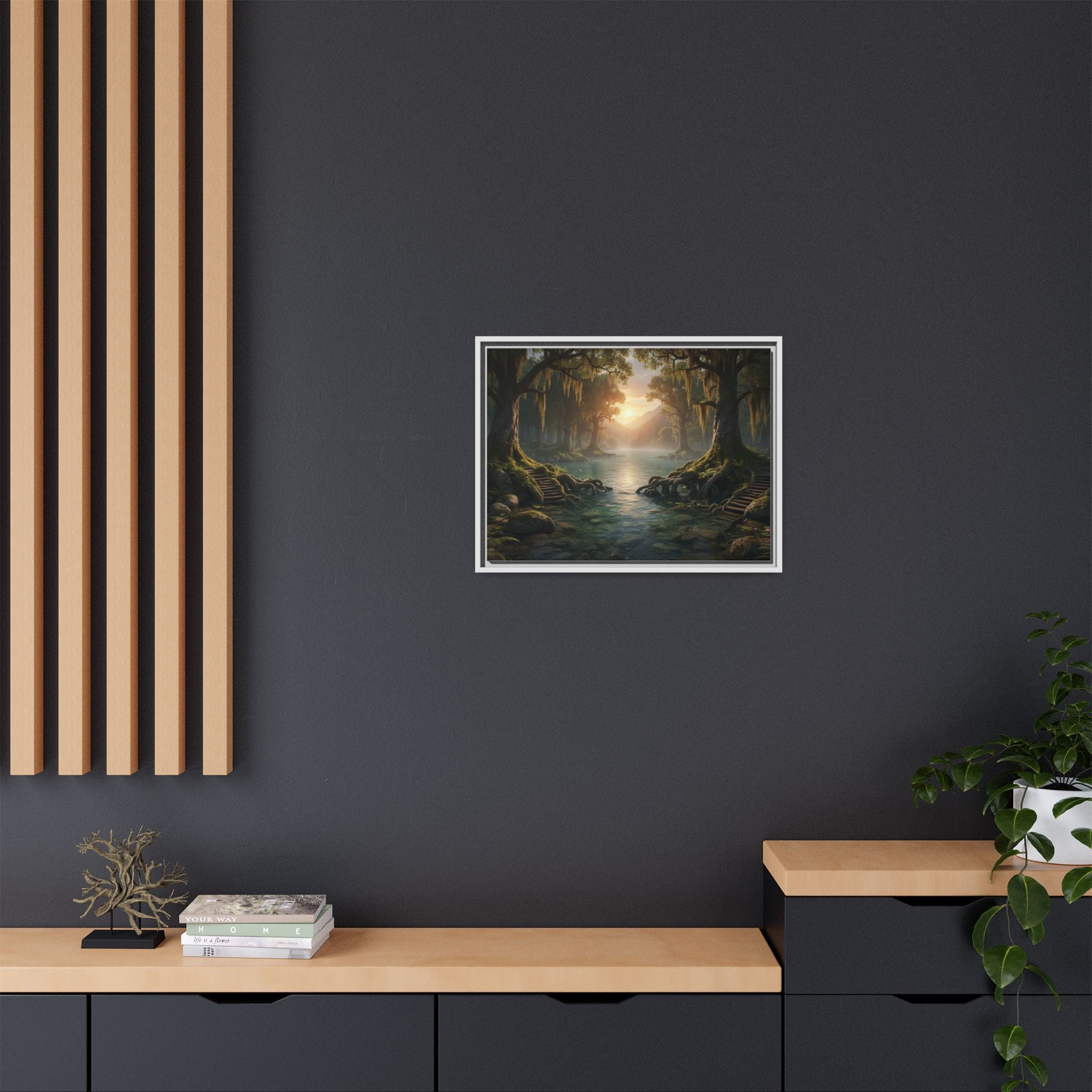 Framed Matte Canvas Art - Step In To The Water