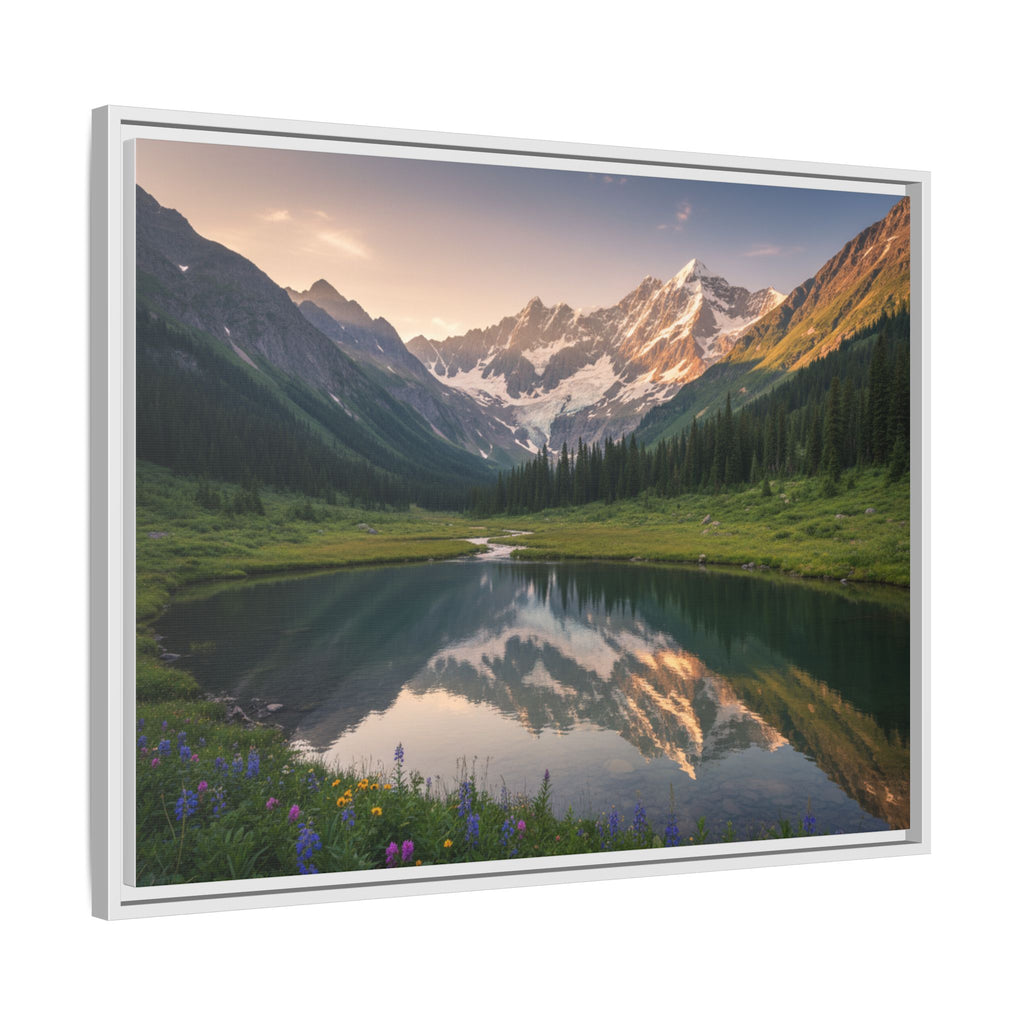 Matte Framed Canvas - Mountain Lake Landscape Wall Art