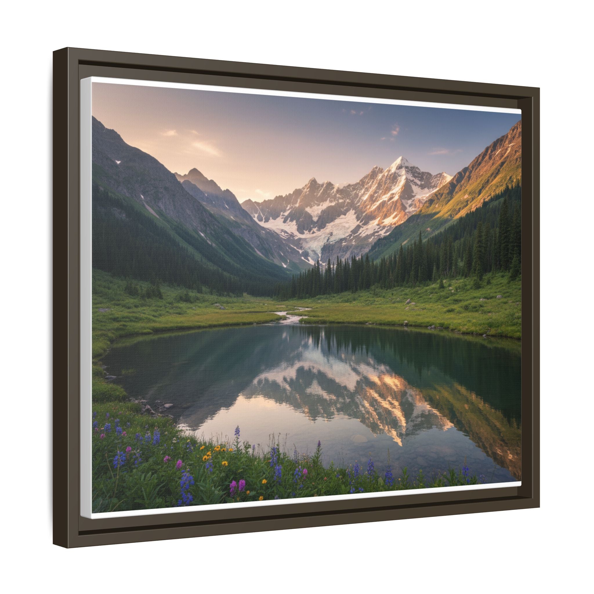 Matte Framed Canvas - Mountain Lake Landscape Wall Art