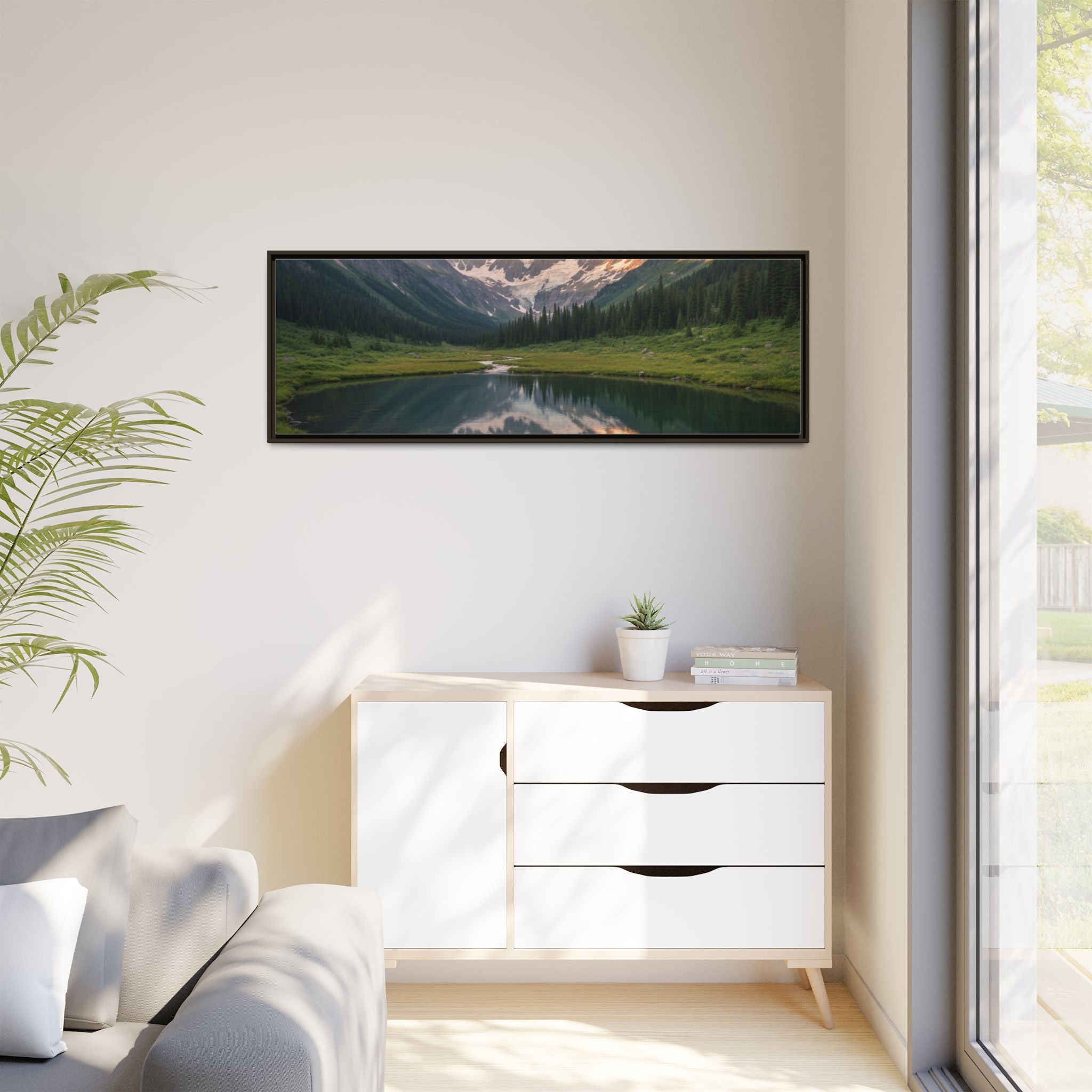 Matte Framed Canvas - Mountain Lake Landscape Wall Art