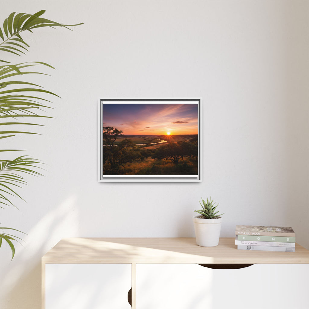 Sunset River Matte Canvas Framed Wall Art