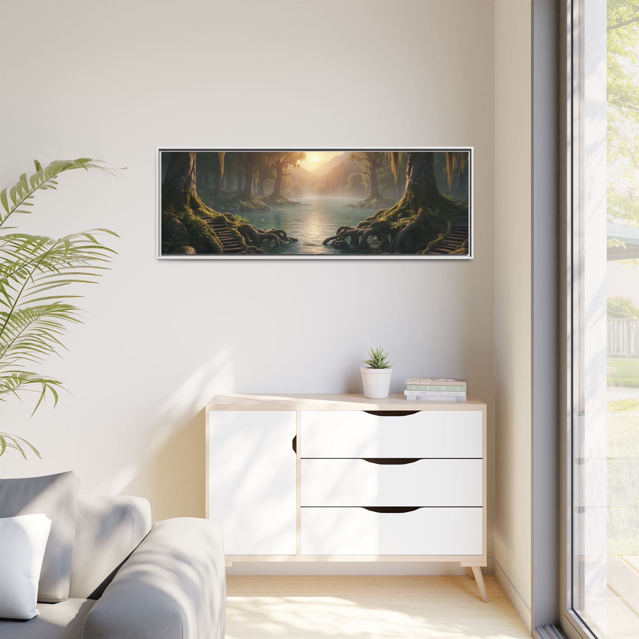 Framed Matte Canvas Art - Step In To The Water