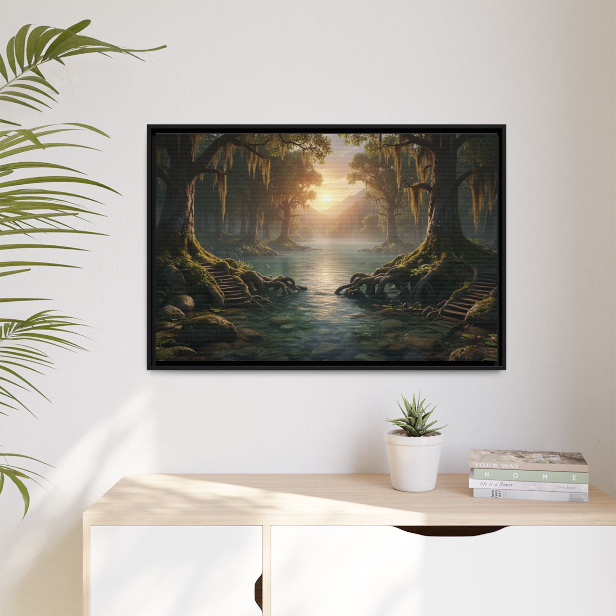 Framed Matte Canvas Art - Step In To The Water