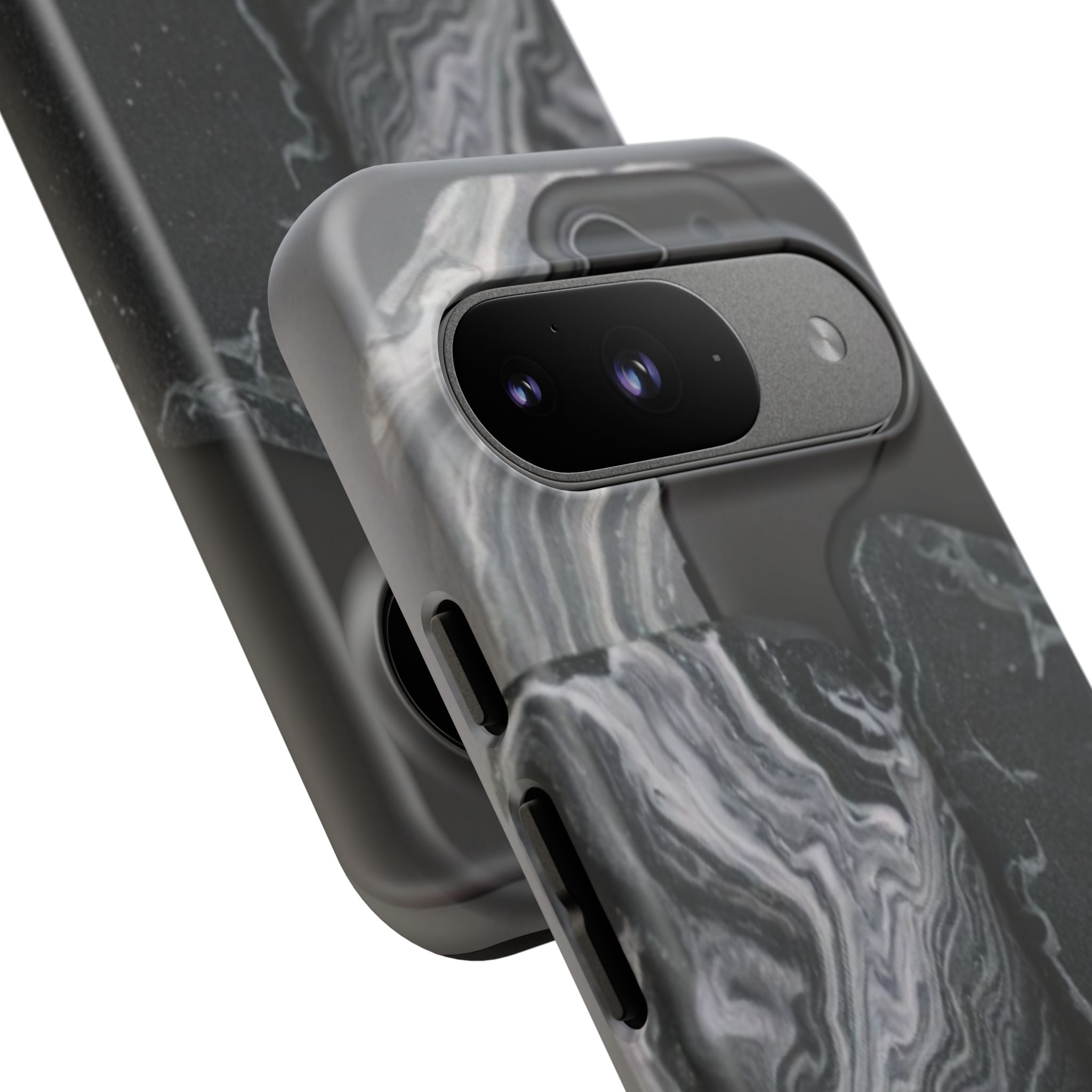 Black Marble Tough Phone Case — Protective iPhone Cover with Marble Texture