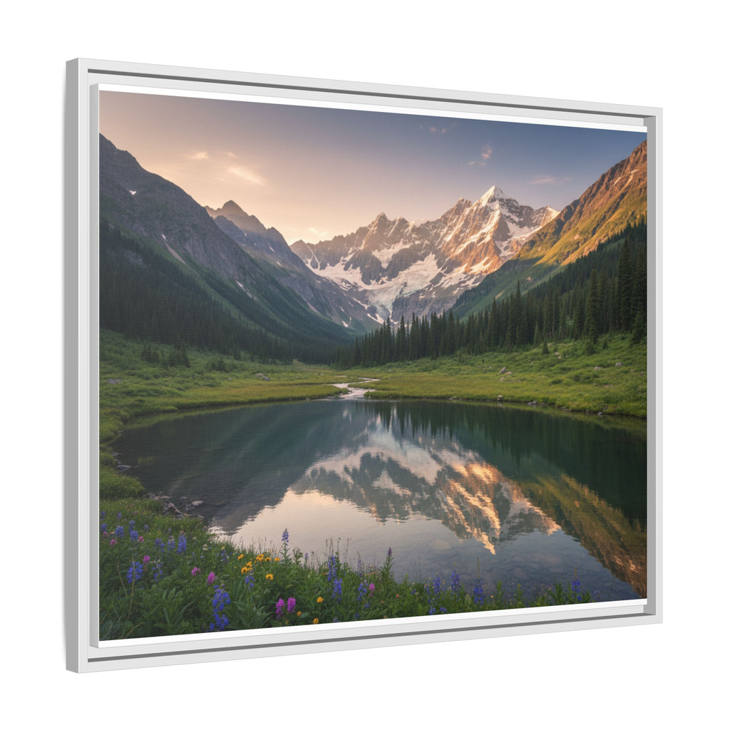 Matte Framed Canvas - Mountain Lake Landscape Wall Art