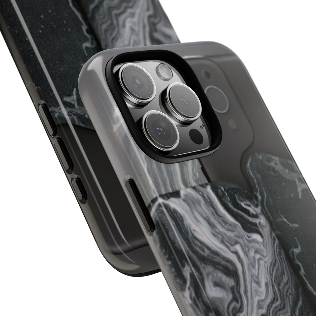 Black Marble Tough Phone Case — Protective iPhone Cover with Marble Texture