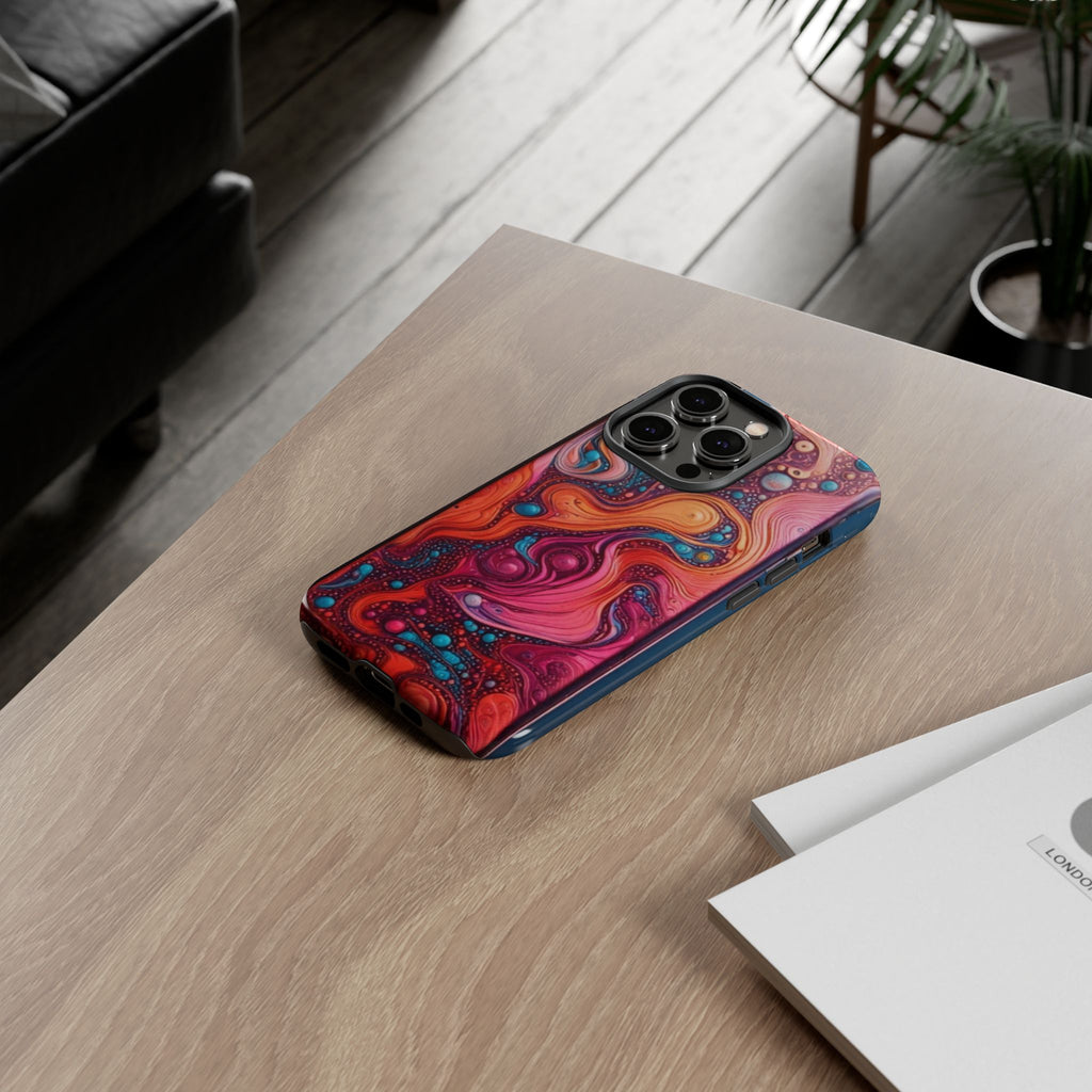 Abstract Swirl Tough Phone Case — Colorful Liquid Art Protective Cover