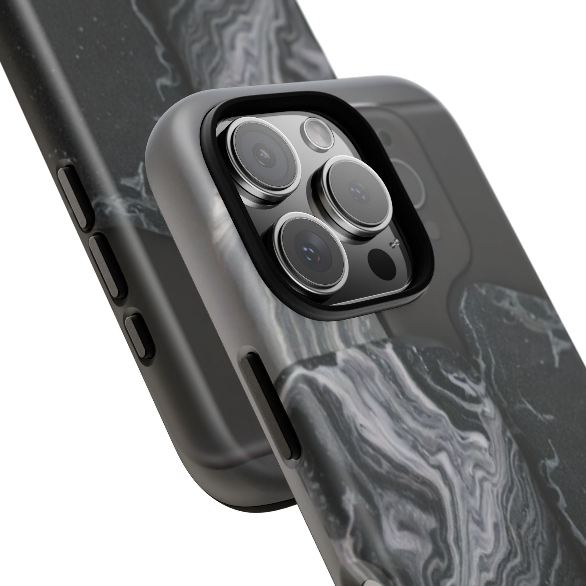 Black Marble Tough Phone Case — Protective iPhone Cover with Marble Texture