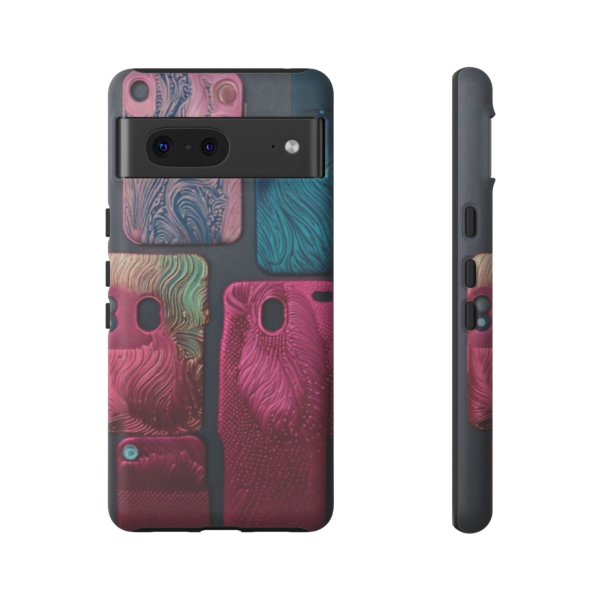 Tough Case - Colorful Textured Phone Case (Protective, Artistic Swirl Design)