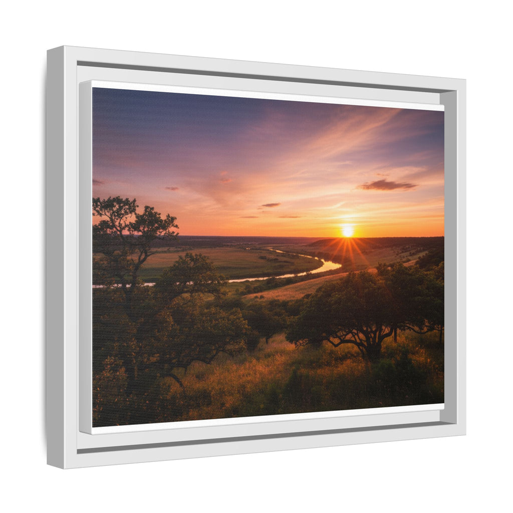 Sunset River Matte Canvas Framed Wall Art