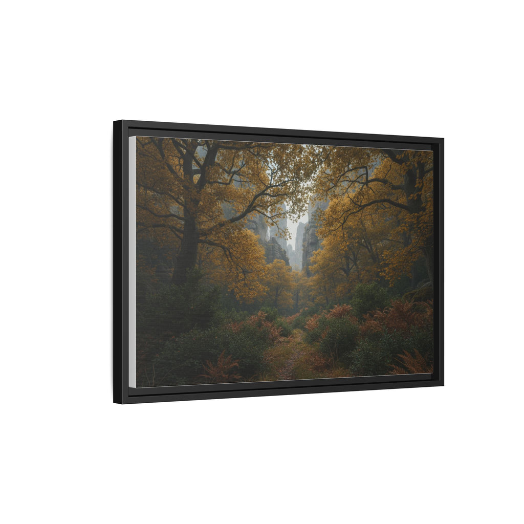 Autumn Forest Path Matte Canvas Print — Framed Wall Art