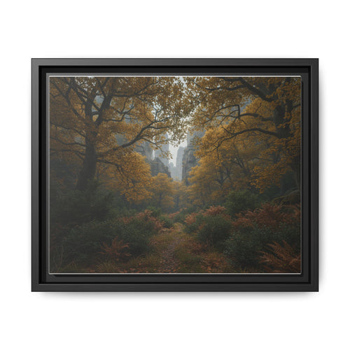 Autumn Forest Path Matte Canvas Print — Framed Wall Art