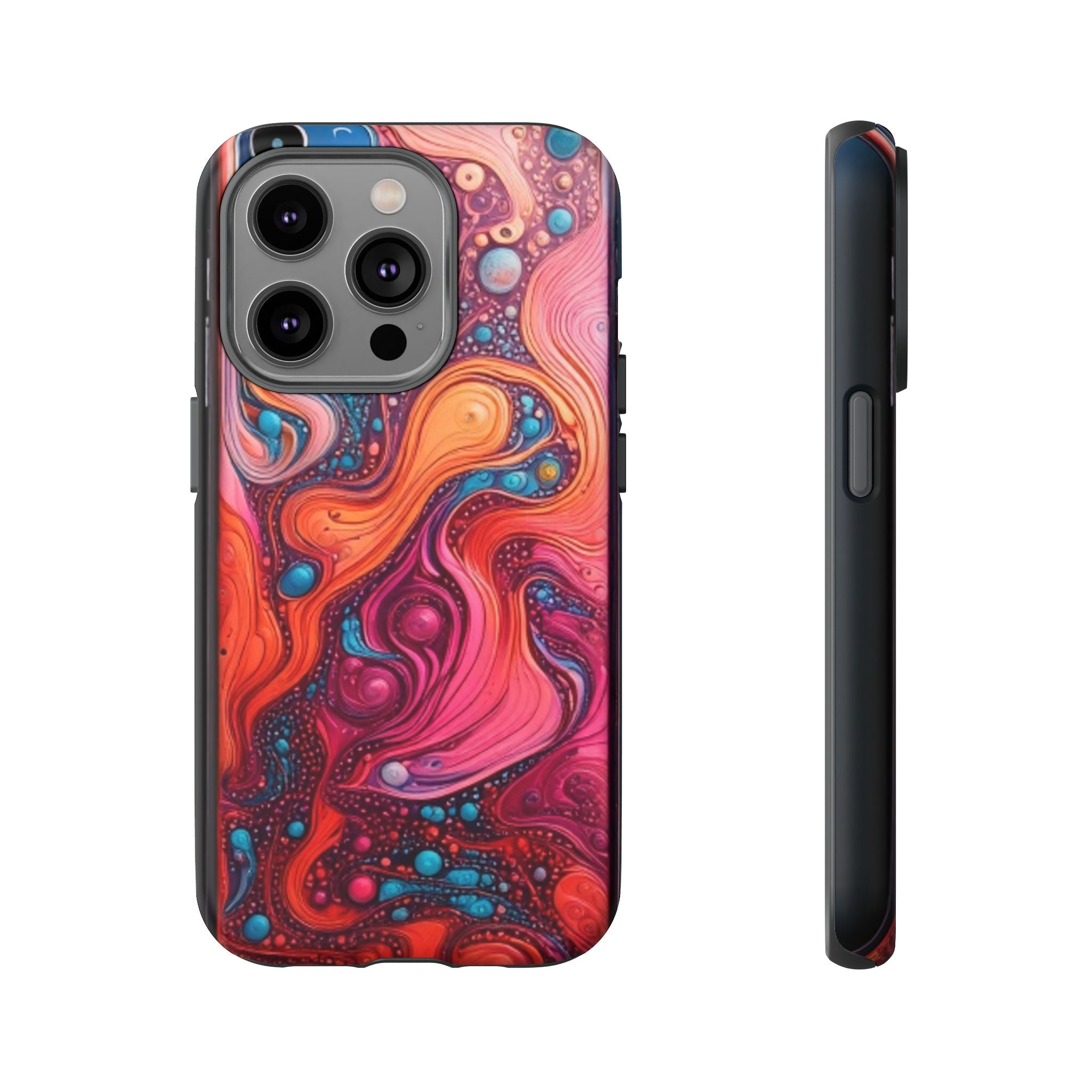 Abstract Swirl Tough Phone Case — Colorful Liquid Art Protective Cover