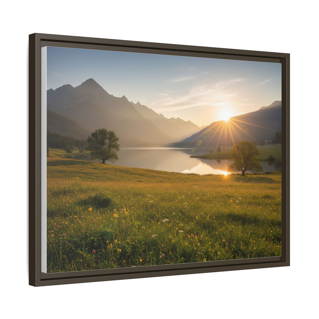 Sunrise Mountain Lake Matte Canvas — Framed Landscape Wall Art