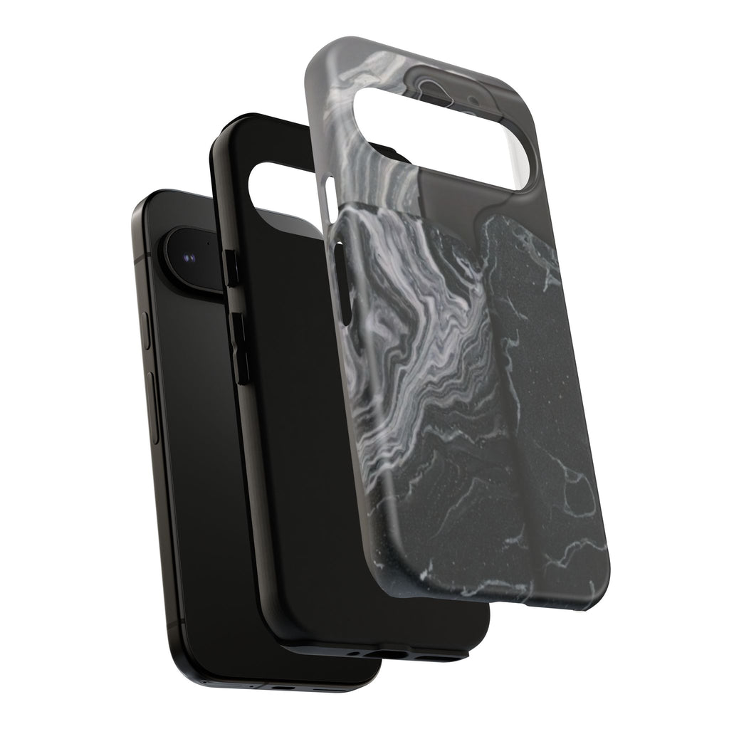Black Marble Tough Phone Case — Protective iPhone Cover with Marble Texture