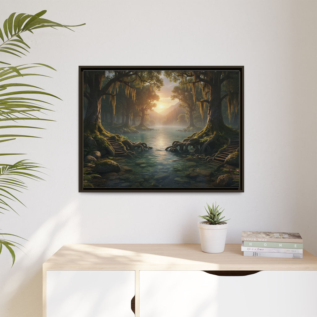 Framed Matte Canvas Art - Step In To The Water