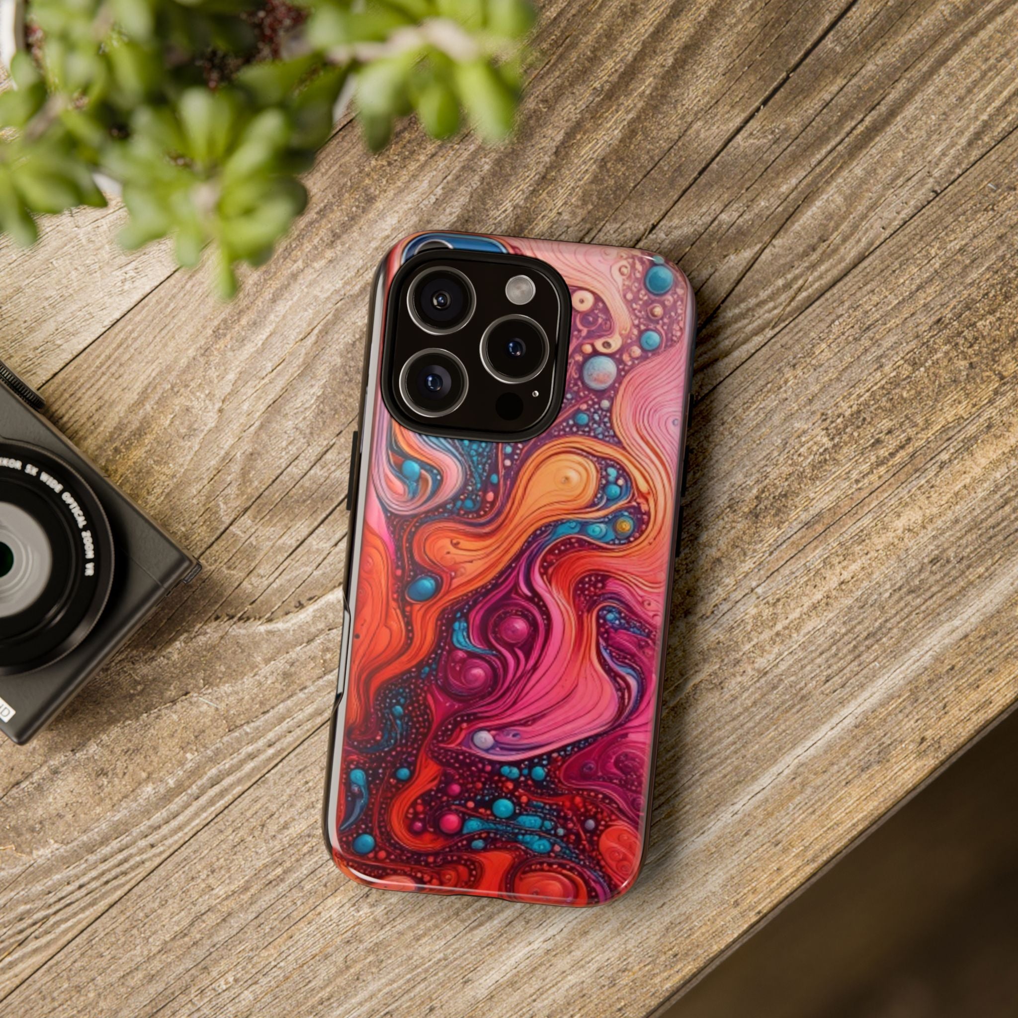 Abstract Swirl Tough Phone Case — Colorful Liquid Art Protective Cover