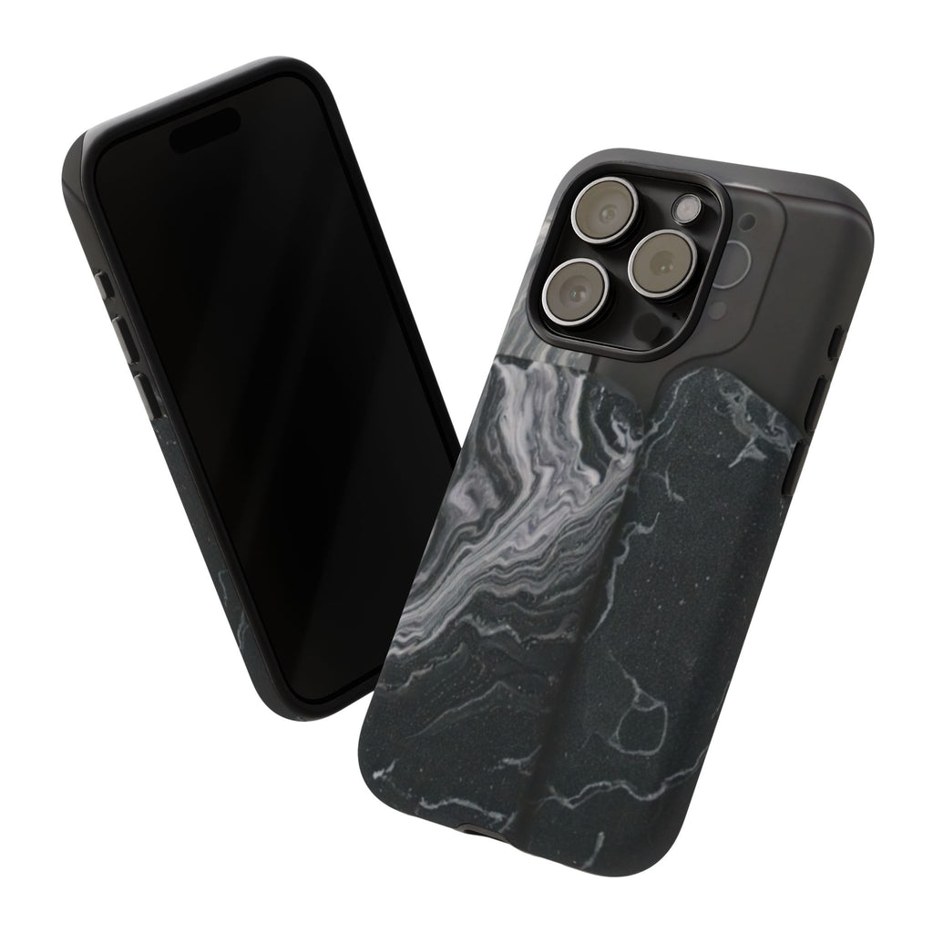 Black Marble Tough Phone Case — Protective iPhone Cover with Marble Texture