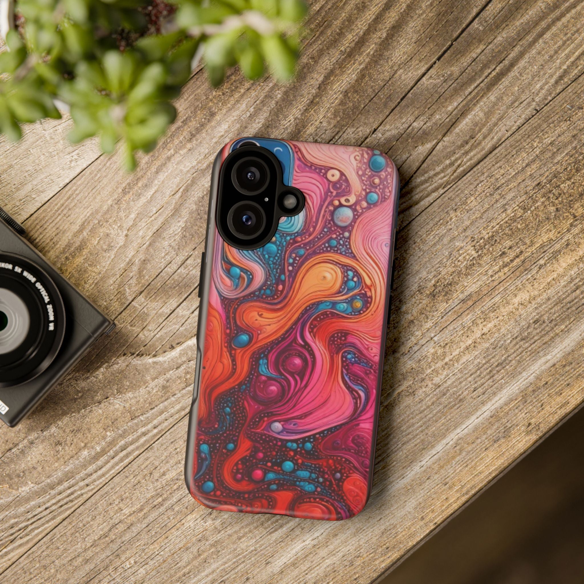 Abstract Swirl Tough Phone Case — Colorful Liquid Art Protective Cover