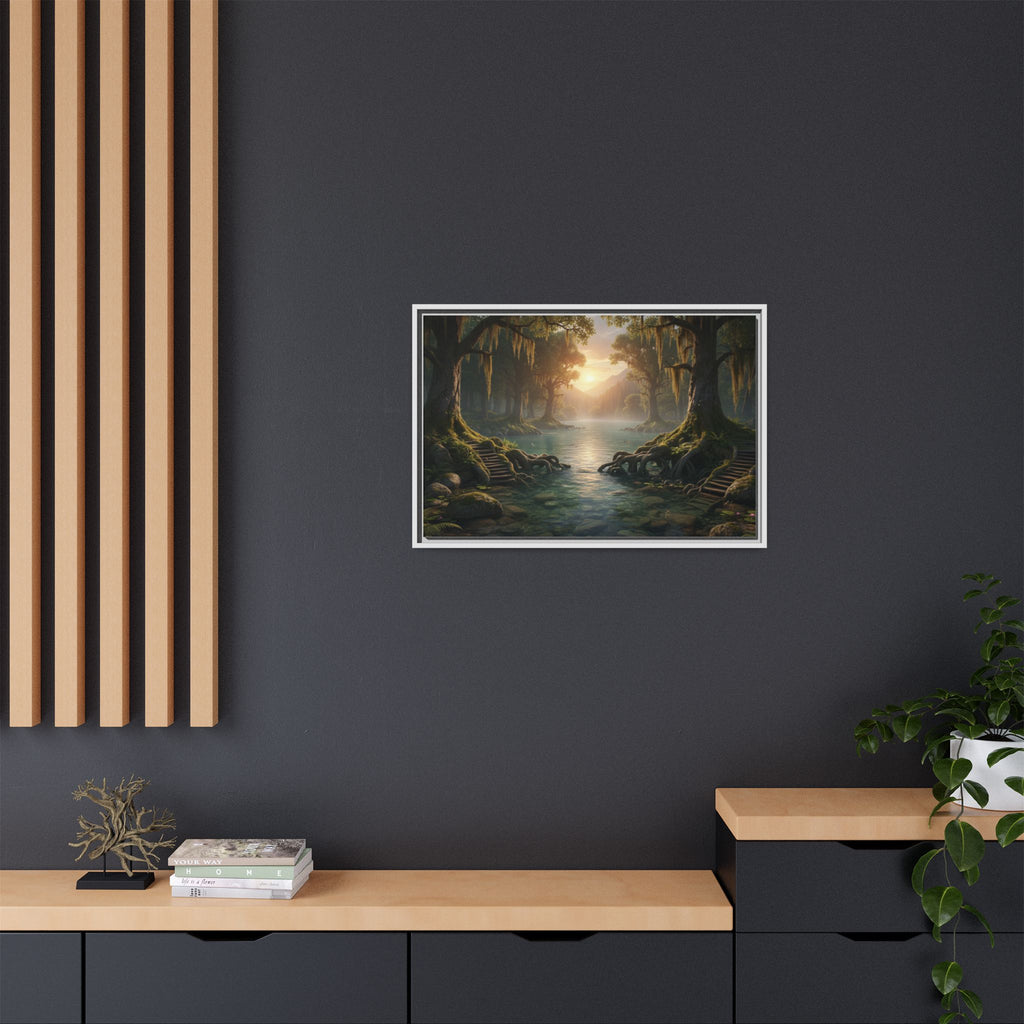 Framed Matte Canvas Art - Step In To The Water