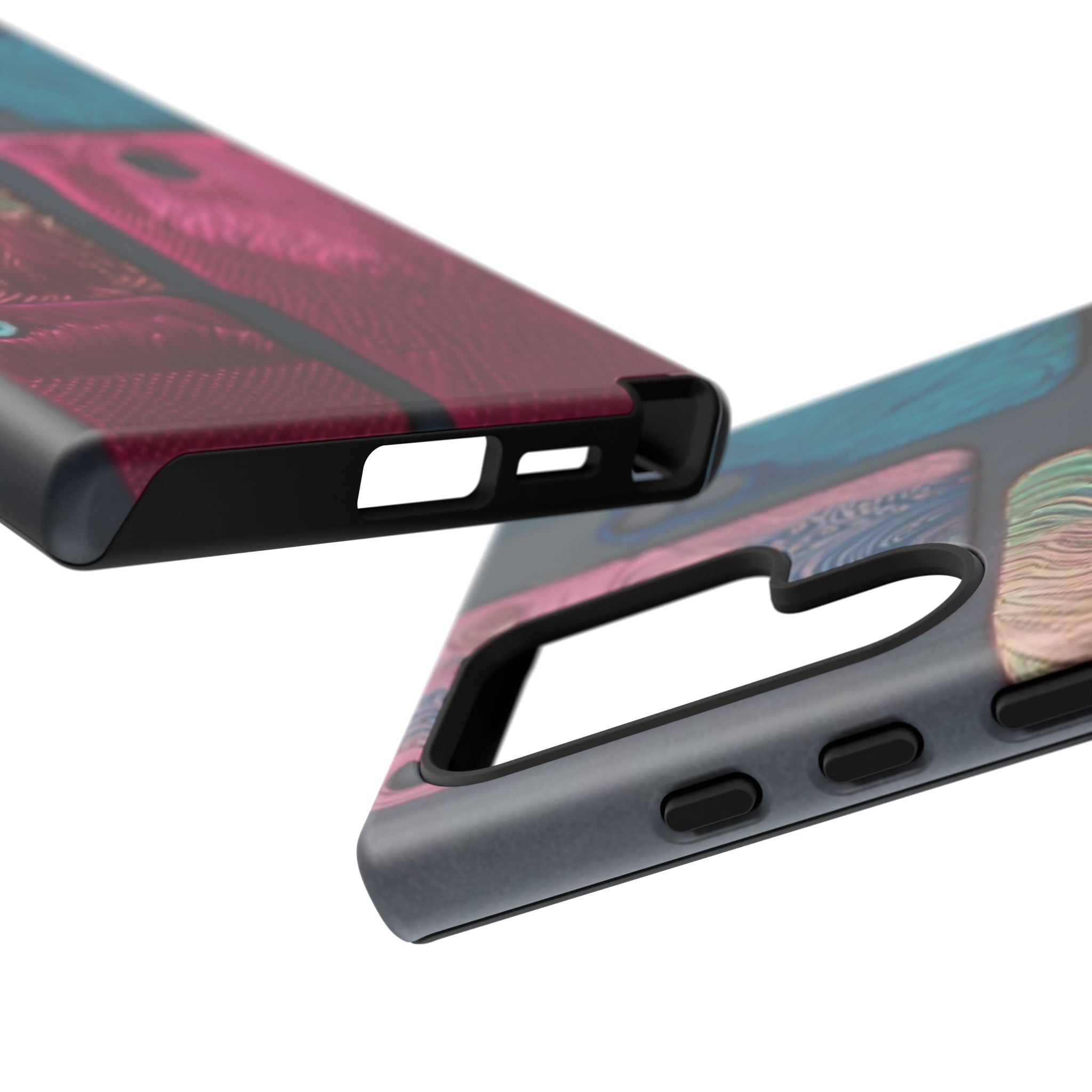 Tough Case - Colorful Textured Phone Case (Protective, Artistic Swirl Design)