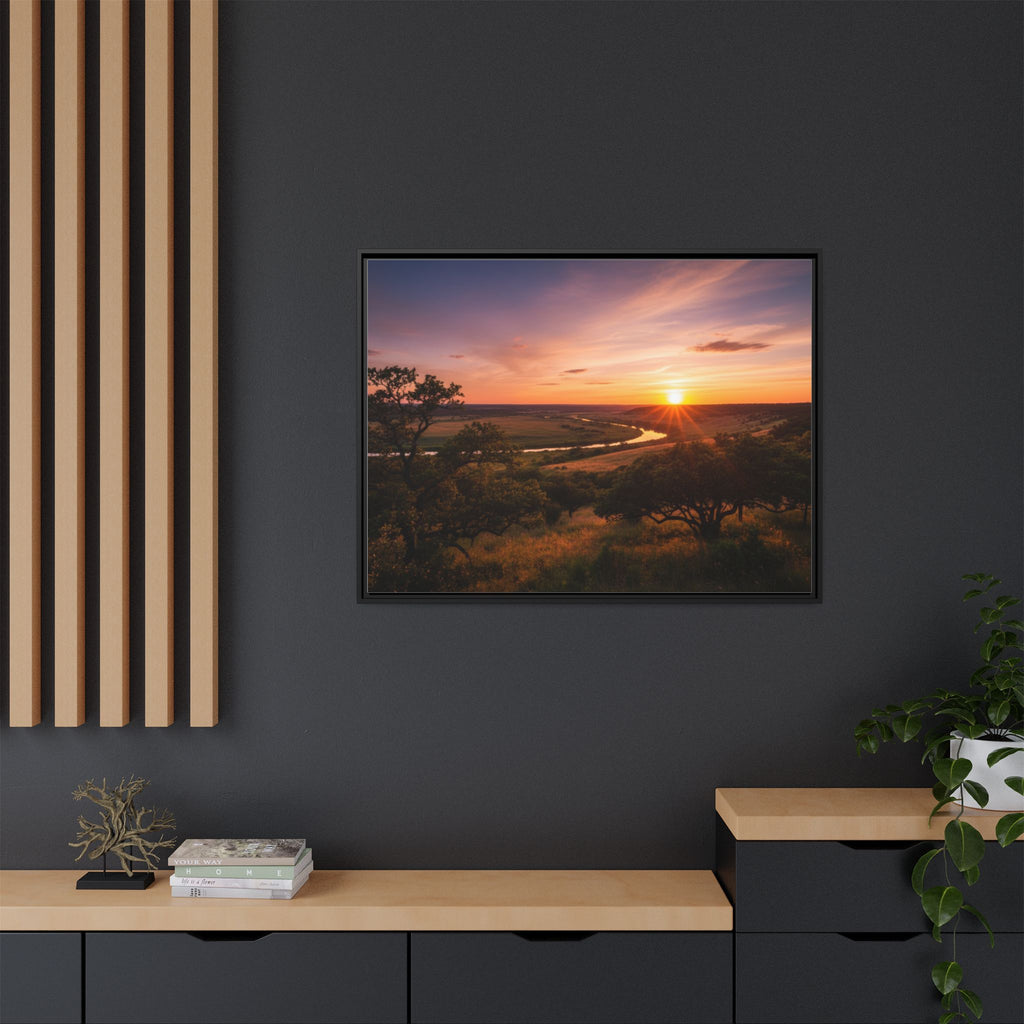 Sunset River Matte Canvas Framed Wall Art