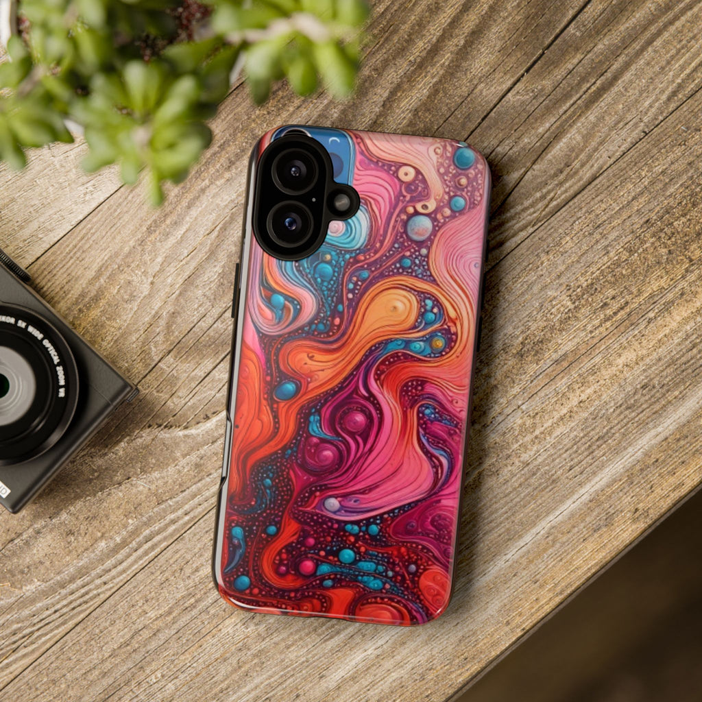 Abstract Swirl Tough Phone Case — Colorful Liquid Art Protective Cover