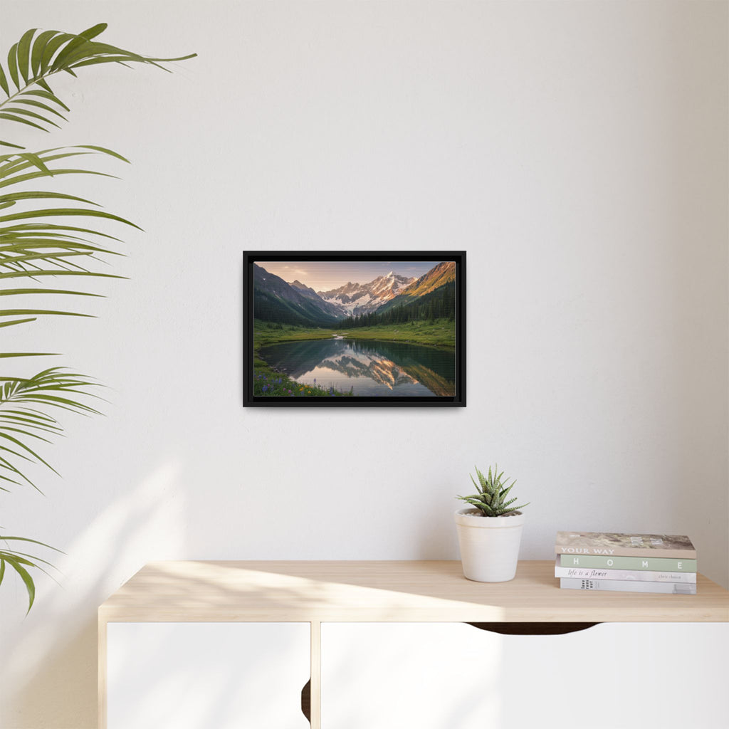Matte Framed Canvas - Mountain Lake Landscape Wall Art