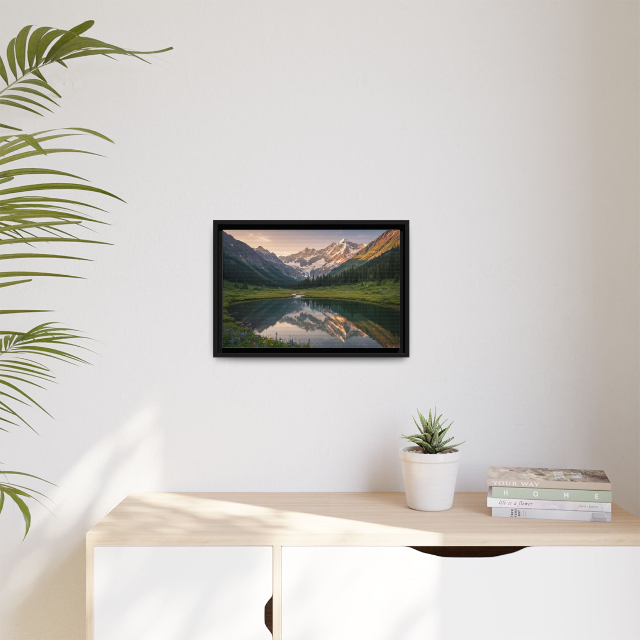Matte Framed Canvas - Mountain Lake Landscape Wall Art