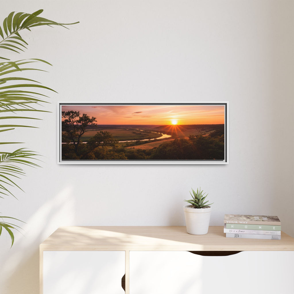 Sunset River Matte Canvas Framed Wall Art