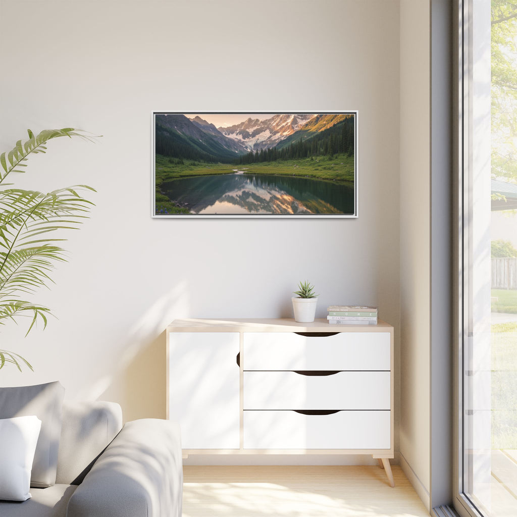 Matte Framed Canvas - Mountain Lake Landscape Wall Art