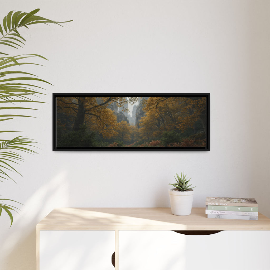 Autumn Forest Path Matte Canvas Print — Framed Wall Art