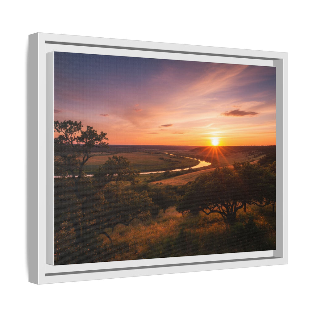 Sunset River Matte Canvas Framed Wall Art