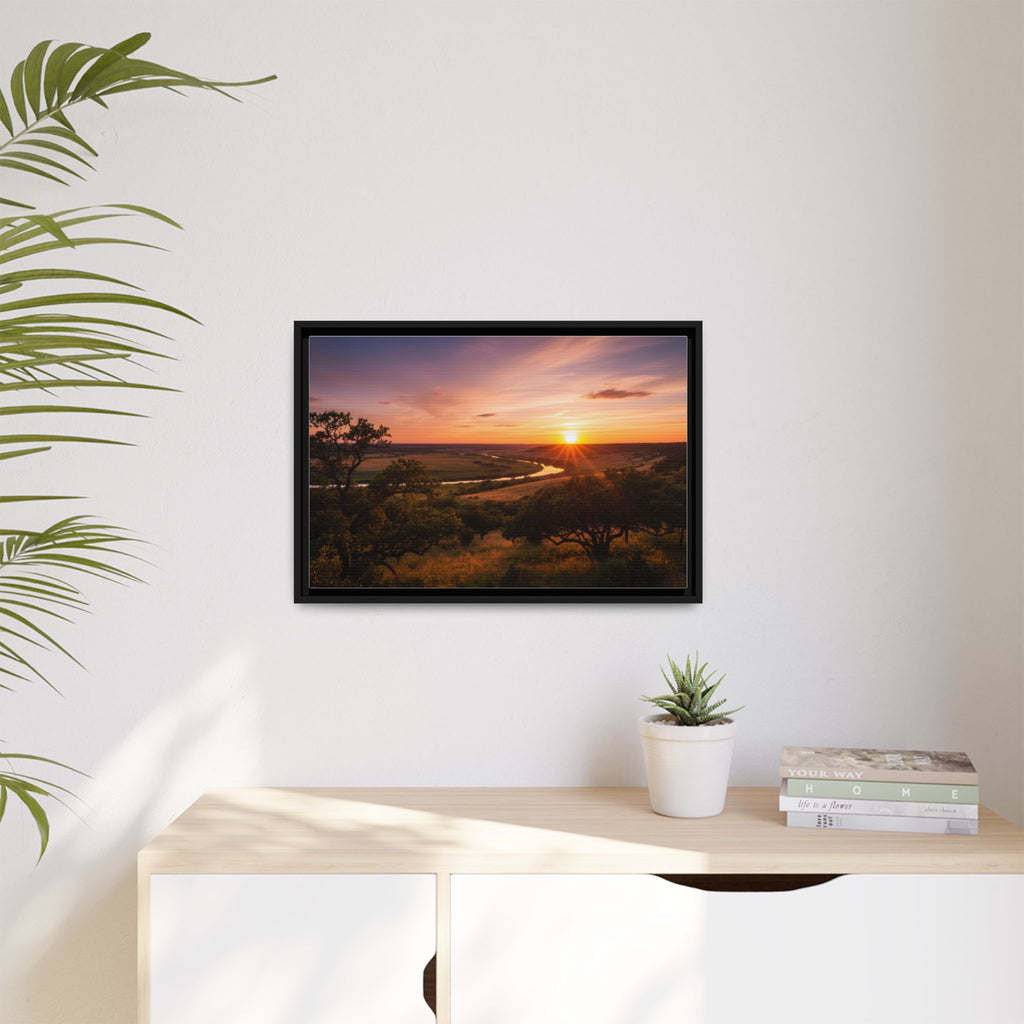 Sunset River Matte Canvas Framed Wall Art